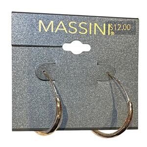 Massini Shiny Silver Twisted Hoop Earrings NWT